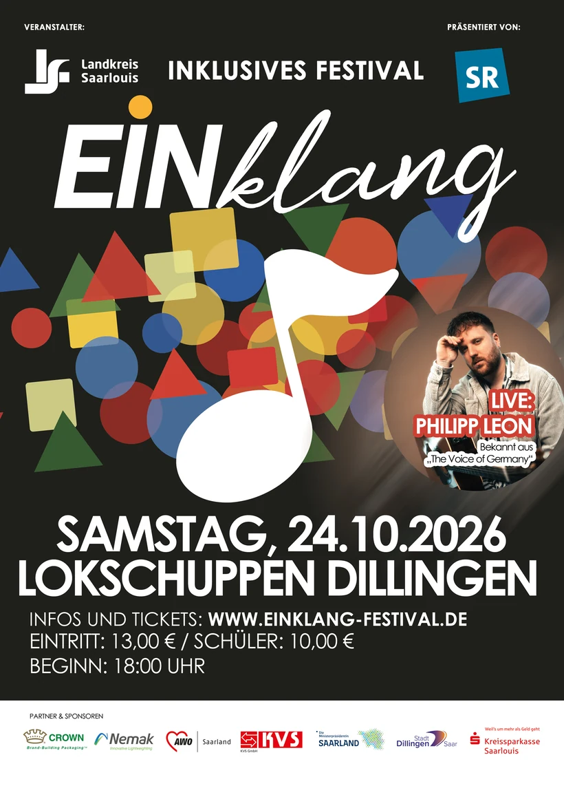 Offizielles Plakat für EINklang Vol. 6 am 24. Oktober 2026 im Lokschuppen Dillingen